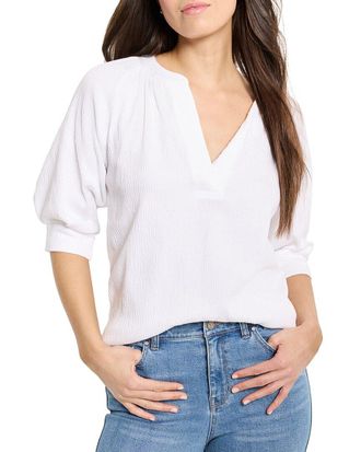 Nic+Zoe Nic+Zoe Petite Crinkle Knit Caf&eacute; Top