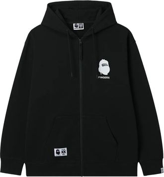 Fingercroxx graphic-print zip-up hoodie - Black