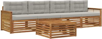 vidaXL Conjunto De Sof&aacute;s De Exterior 5 Uds. Natural Y Gris Claro Vidaxl