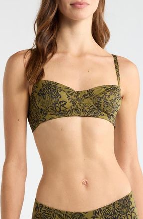 Ulla Johnson Zahara Underwire Bikini Top in Olive Flora at Nordstrom, Size X-Large