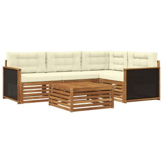 vidaXL Conjunto De Sof&aacute;s De Exterior 5 Pcs Natural Y Crema Vidaxl