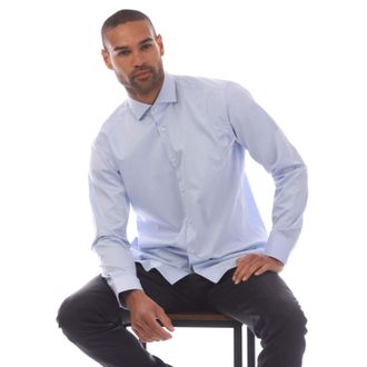 HUGO BOSS Heren H-Joe Katoenen Gespreid Kraag Overhemd (Blauw)