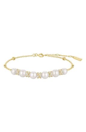 Ania Haie Faux Pearl & Pav&eacute; Chain Bracelet in Shiny Gold at Nordstrom