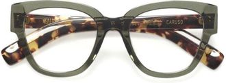 Kaleos Caruso Square Frame Eyeglasses with Olive Green Front