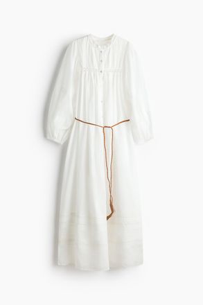 H&M Oversized Tunikakleid mit Bindeg&uuml;rtel - Weiss