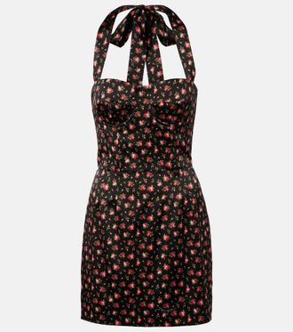 Dolce & Gabbana Floral halterneck silk-blend satin minidress