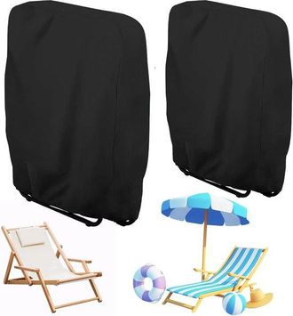 No Brand Fundas Para Sillas De Jard&iacute;n (paquete De Dos) - Funda Protectora Para Sillas Plegables - Impermeable Y Resistente Al Viento - Negra
