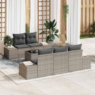 vidaXL Conjunto De Sof&aacute; De Jard&iacute;n 6 Pcs Gris Polirat&aacute;n Vidaxl