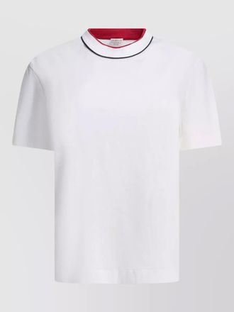 Brunello Cucinelli short sleeve crew neck contrast collar top
