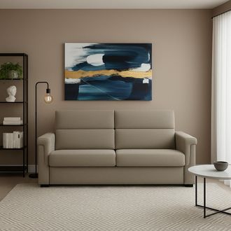 Dmora Sof&aacute; Fijo 2 Plazas Flaibano, Desenfundable, Repelente Al Agua Made In Italy, Lavable, 205x95x100 Cm Gris Topo