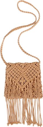 Yardwe Boho Handmade Crossbody Bag for Women Soft Rope Shoulder Strap Purse with Tassels Versatile Small Handbag for Travel Beach Vacation Casual Everyday Us