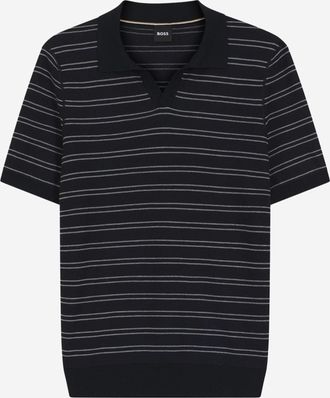 HUGO BOSS Striped Cotton Blend Polo Shirt