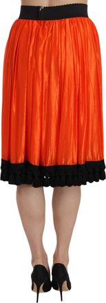 Dolce & Gabbana Orange High Waist Knee Length Womens Skirt