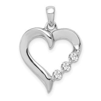 Diamond2Deal 14K Gold Lab Grown Diamond 3-Stone Heart Pendant (0.25ct, VS, G-H)