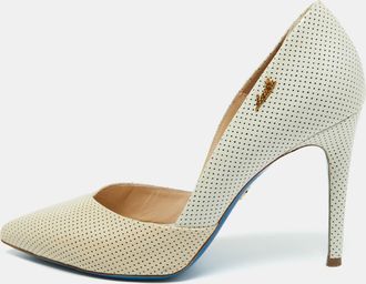 Loriblu Tri Color Perforated Patent Leather Pointed Toe Pumps