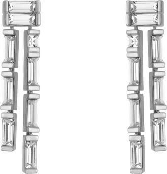 Reiss Livia Linear Crystal Drop Earrings in Silver Tone /Clear Crystal at Nordstrom