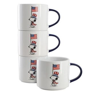 Peanuts 4 Piece 15 Ounce Stoneware Mug Set in White at Nordstrom