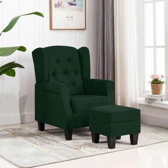 vidaXL Sill&oacute;n Con Reposapi&eacute;s Tela Verde Oscuro Vidaxl
