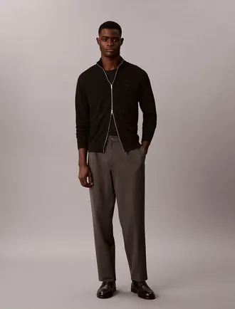 Calvin Klein Mens Tech Knit Tapered Pleated Pants - Grey - 29
