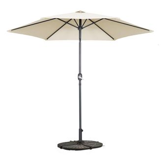 Oviala Parasol derecho inclinable de 3m y 4 losas de aluminio blanco con peso