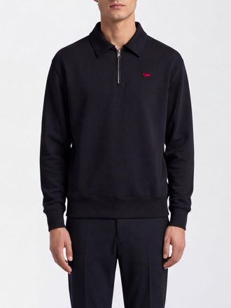 Maison Kitsun&eacute; Long-Sleeve Cotton Polo with Zip Closure