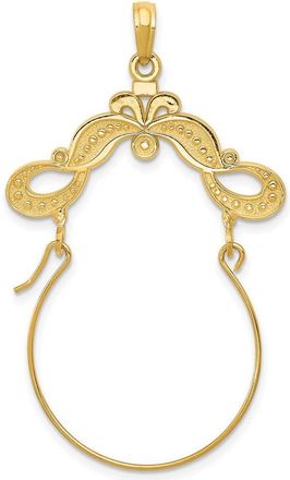 Diamond2Deal 14k Yellow Gold Polished Ribbon Decorated Charm Holder