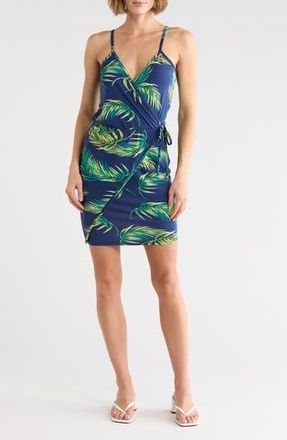 Loveappella Faux Wrap Sleeveless Dress in Navy Multi at Nordstrom Rack, Size X-Large