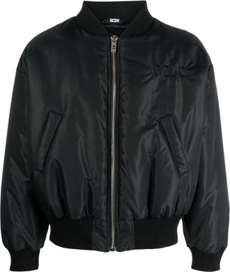 GCDS embroidered SpongeBob bomber jacket - unisex - Viscose - M - Black