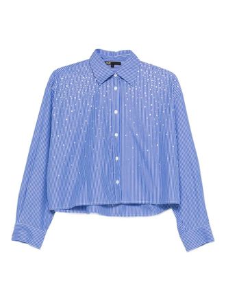 Maje striped beaded shirt - women - Cotton - 2 - Blue