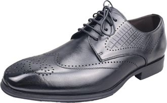 Generic Oxford Shoes for Men Lace Up Brogue Embossed Wing tip Derby Shoes Leather Non Slip Rubber Sole Slip Resistant Party(8.5 UK) Black