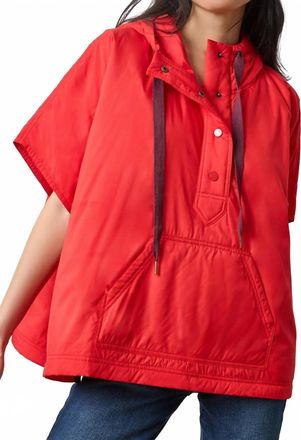Lilla P Hooded Poncho In Ruby