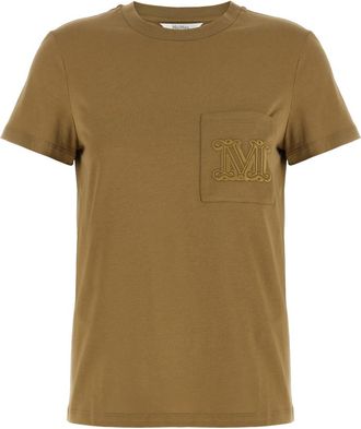Max Mara Brown Solid Crew Neck T-Shirt