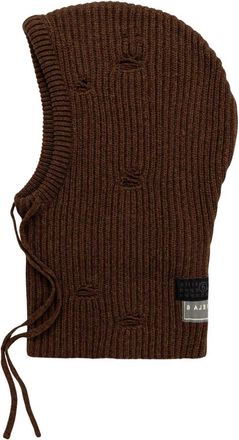 Maison Margiela Logo Motif Gebreide Balaclava - unisex - Hoeden - Bruin - ONE Size - Wol - Accessoires