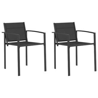 vidaXL Sillas De Jard&iacute;n 2 Pcs Negro Y Antracita 53,5 X 59 X 77 Cm Vidaxl