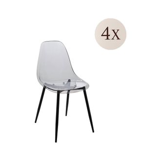 Dmora Dmora - Juego De 4 Sillas Agate, Sill&oacute;n Pet, Silla De Comedor Ergon&oacute;mica, Asiento Para Reuniones, 53x46h81 Cm, Humo, Con Embalaje Reforzado