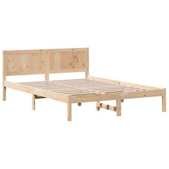 Berkfield Home Pine Wood Bed Frame 140x200 Natural Pine wood 140 x 200 cm in Light Tan