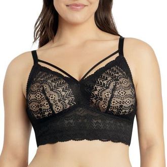 Affinitas Mia Wire-Free Padded Lace Bralette in Black at Nordstrom, Size 30Ddd