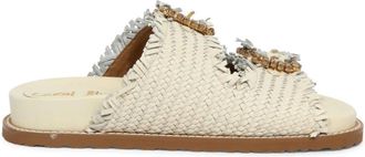 Coral Blue Leren Sandaal met Juweelgesp Slippers - Dames - Sandalen - Wit - 36 EU - Leer - Schoenen