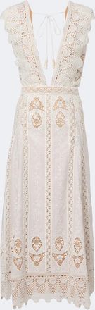 Johanna Ortiz Embroidered crochet midi dress