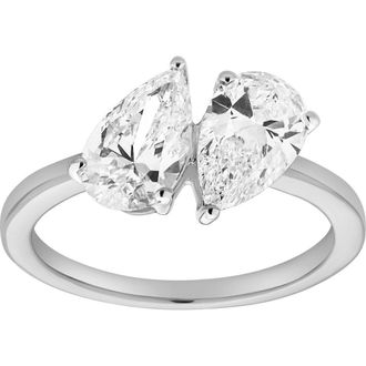 LuvMyJewelry Twin Flames 14K Gold Pear Cut Lab Grown Diamond Toi et Moi Ring - 2 ct in 14K White Gold at Nordstrom, Size 6.5