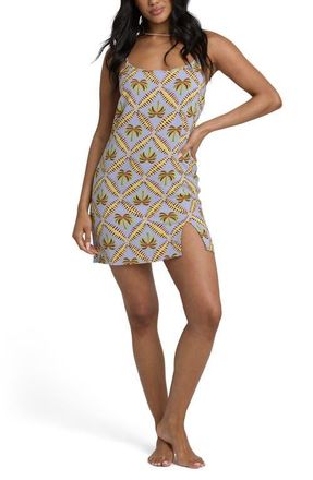 Billabong Tidal Crush Palm Tree Minidress in Twilight Blue at Nordstrom, Size X-Large