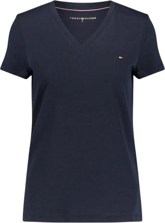 Tommy Hilfiger TShirt Logo - Dames - T-shirts - Blauw - S - Katoen - Tops