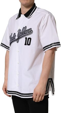 Dolce & Gabbana Mens White Logopatch Cotton Baseball Casual Shirt