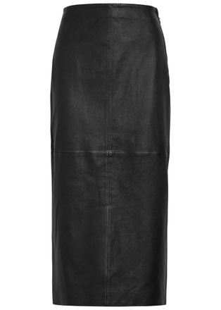 SIMKHAI Raven Leather Midi Pencil Skirt - Black - 10 (UK14 / L)