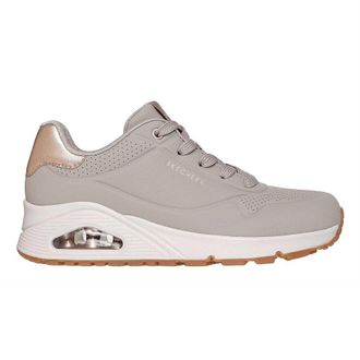 Skechers Uno Stand On Air-sneakers met sleehak voor dames (Taupe-beige/metallic goud)