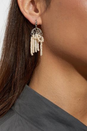 Christophe Lemaire Pearl Tassel Earrings, Womens, Silver