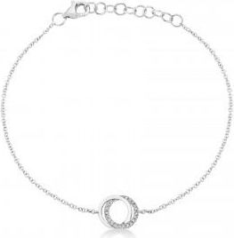 Allurez Diamond Love Knot Circle Link Bracelet 14k White Gold (0.07ct)