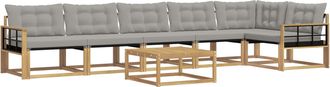 vidaXL Conjunto De Sof&aacute;s De Exterior 7 Uds. Blanco Y Gris Claro Vidaxl