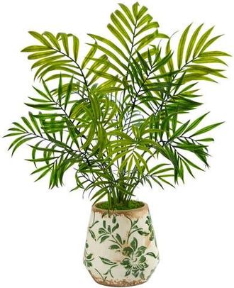 Nearly Natural 18-in Mini Areca Palm Artificial Plant in Floral Vase in Green at Nordstrom