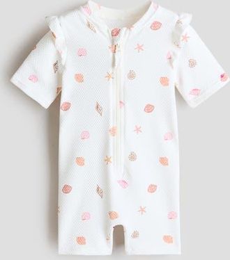 H&M Swimsuit Upf 50 in White/seashells at Nordstrom, Size 6-12M